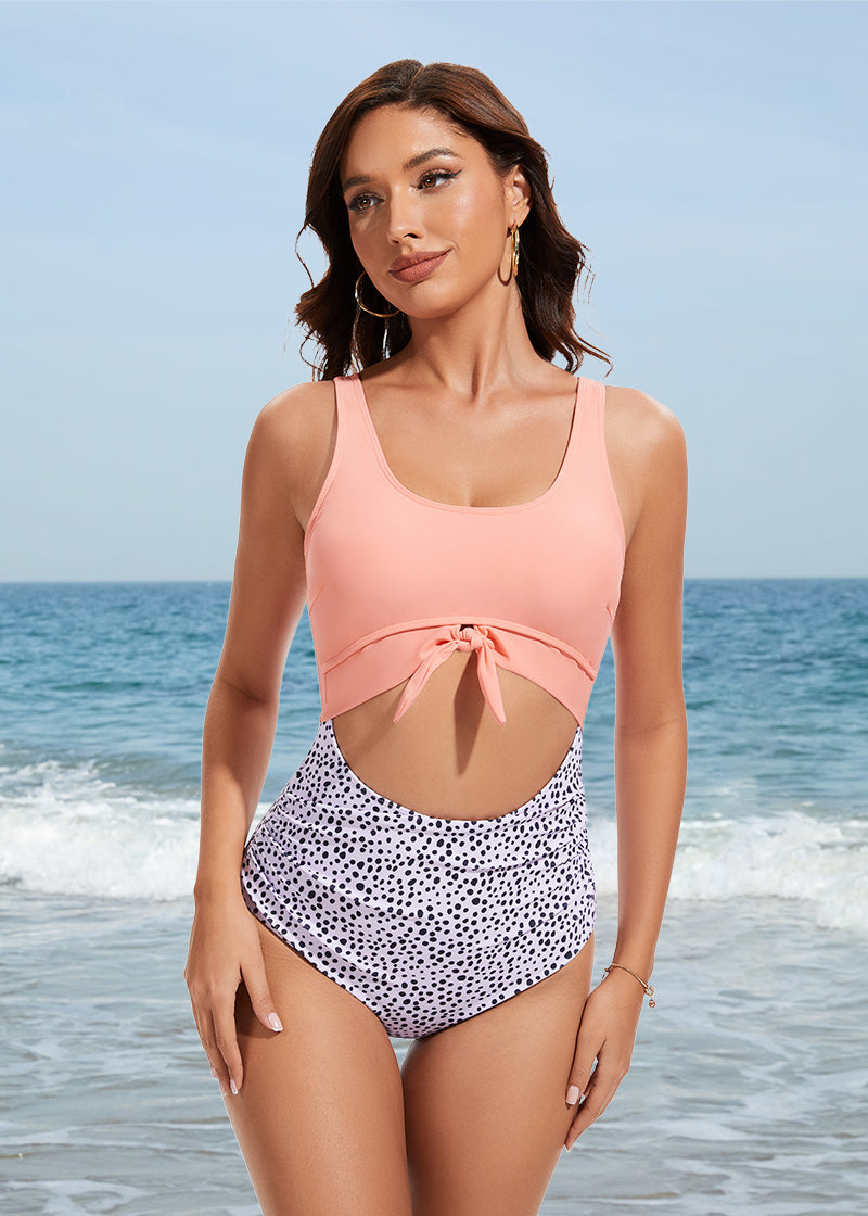 Ruched Tie-Knot Tummy Control One-Piece Swimsuit