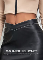 Mini Skirt Faux Leather PU Boots Skirts