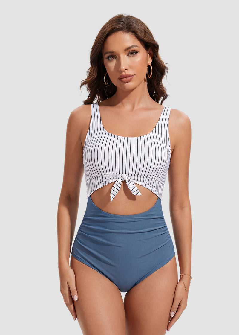 Ruched Tie-Knot Tummy Control One-Piece Swimsuit
