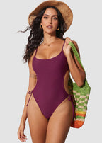 Scoop Neck Backless One Piece Swimsuit – Adjustable Straps, Fully Lined