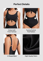 Ruched Tie-Knot Tummy Control One-Piece Swimsuit