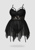 Sexy Plus Size Mesh Lace Babydoll – Curvy Nightgown for Bold Nights