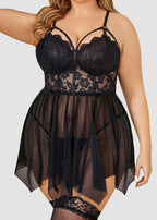 Sexy Plus Size Mesh Lace Babydoll – Curvy Nightgown for Bold Nights
