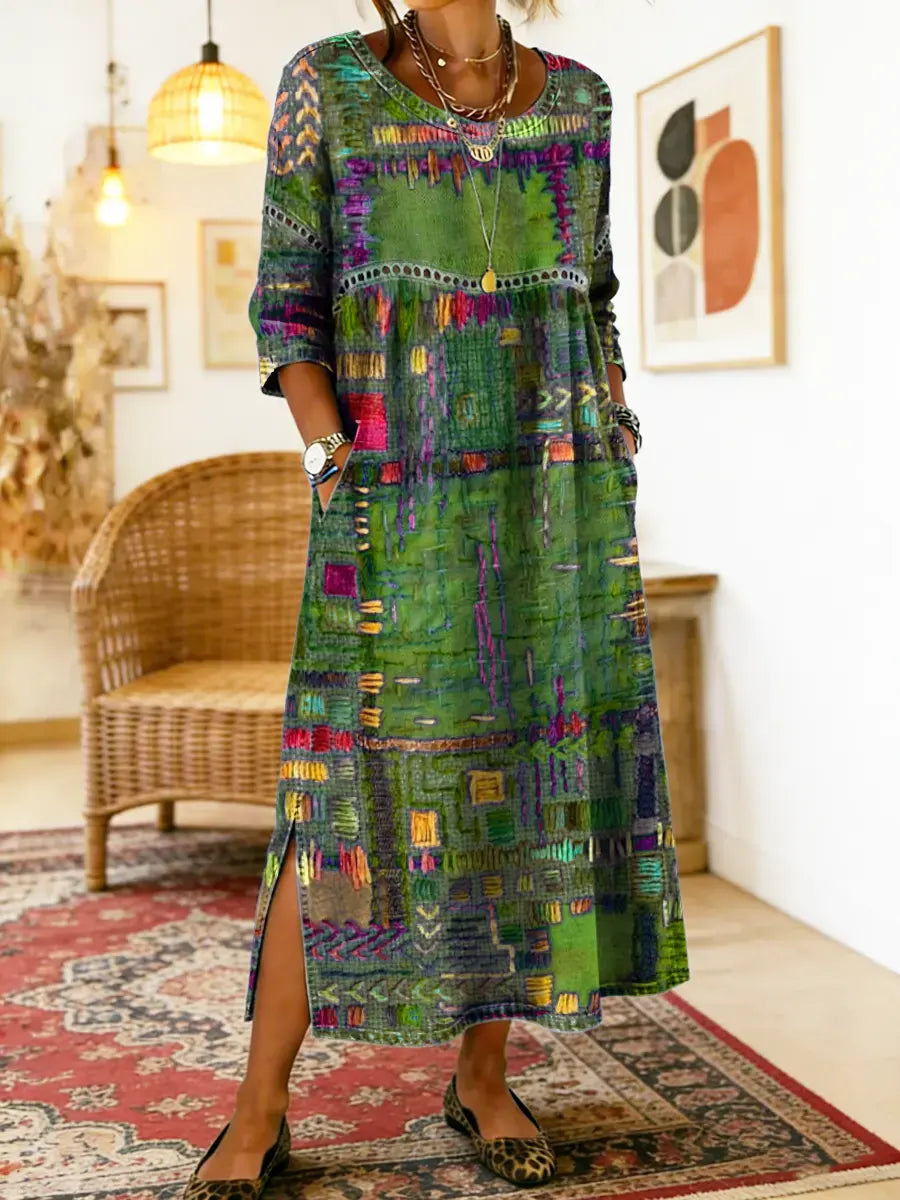Beatrix | Patchwork Print Midi Dress