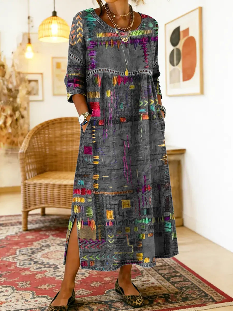 Beatrix | Patchwork Print Midi Dress