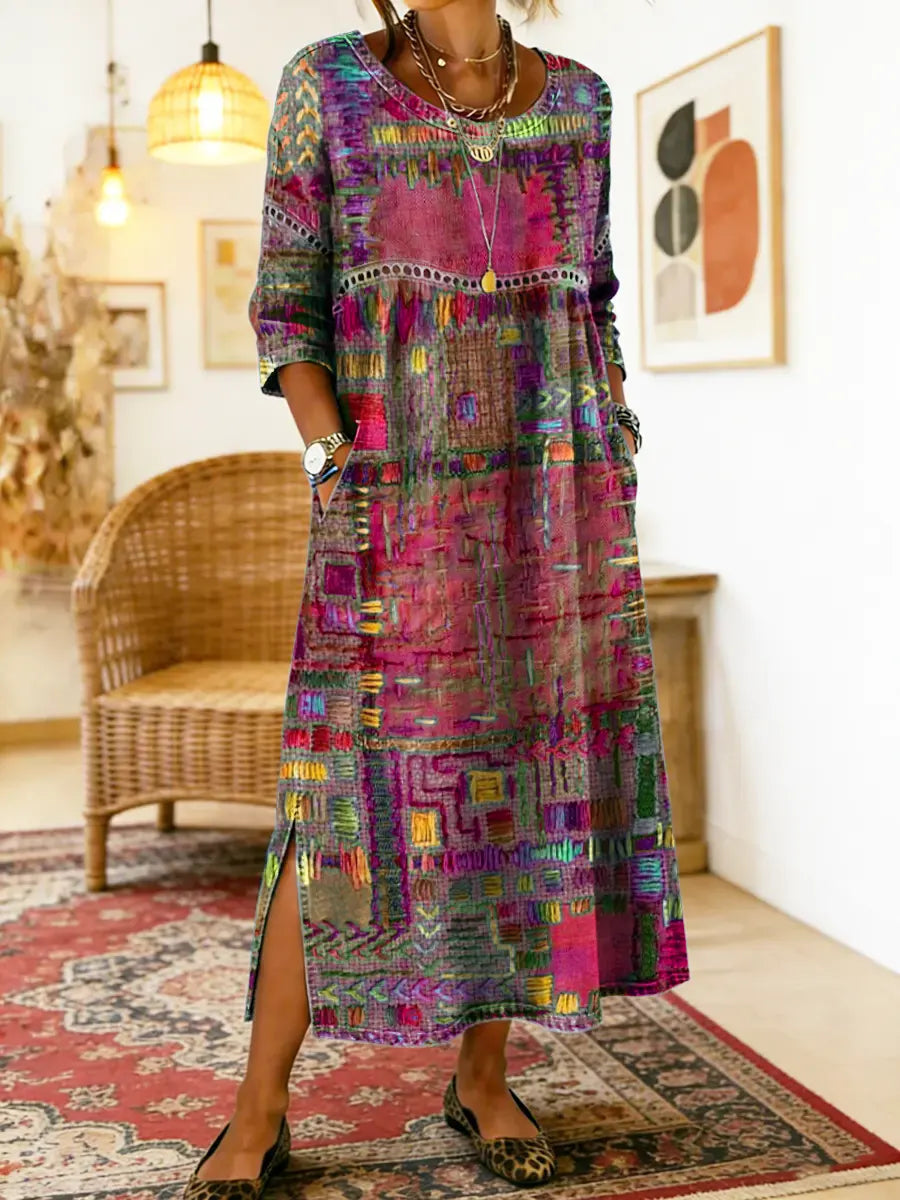 Beatrix | Patchwork Print Midi Dress