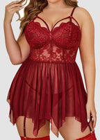 Sexy Plus Size Mesh Lace Babydoll – Curvy Nightgown for Bold Nights