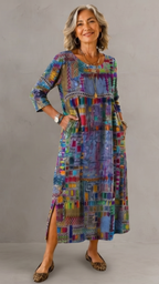 Beatrix | Patchwork Print Midi Dress