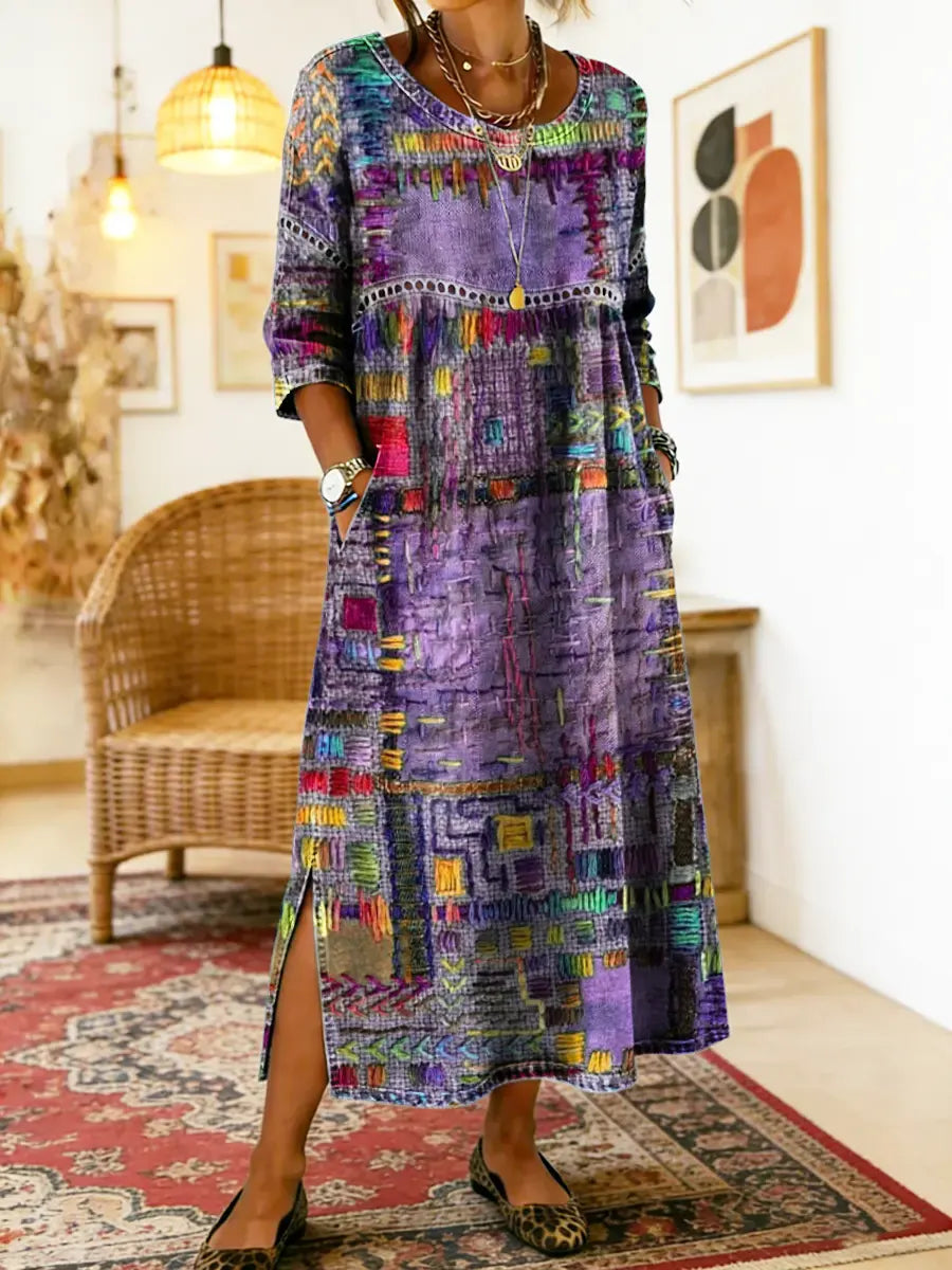 Beatrix | Patchwork Print Midi Dress