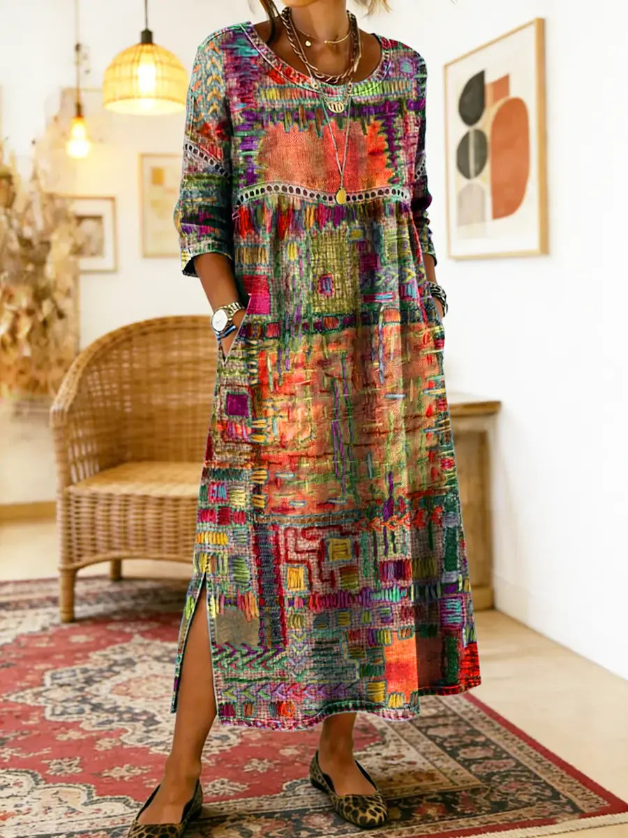 Beatrix | Patchwork Print Midi Dress