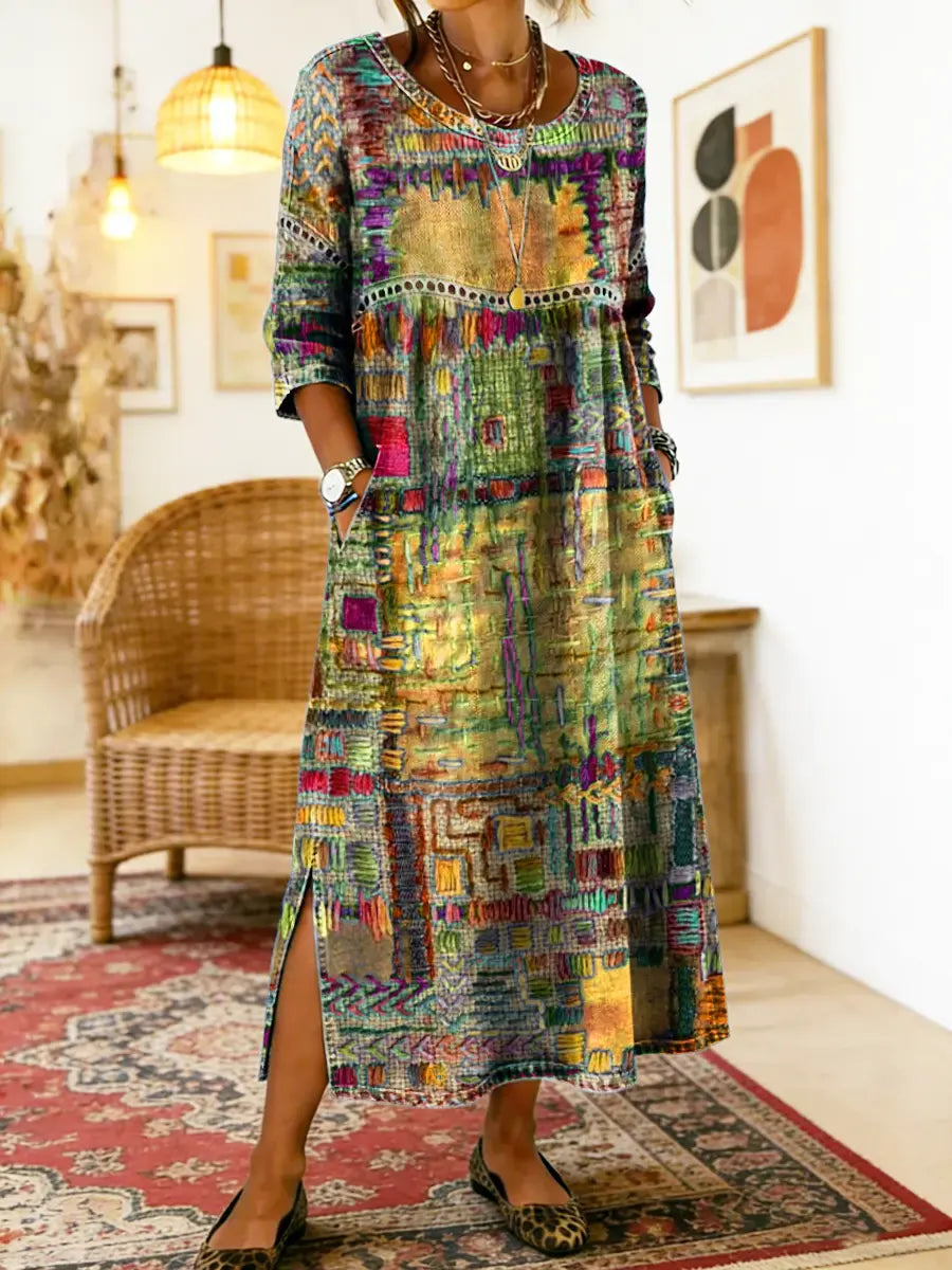 Beatrix | Patchwork Print Midi Dress