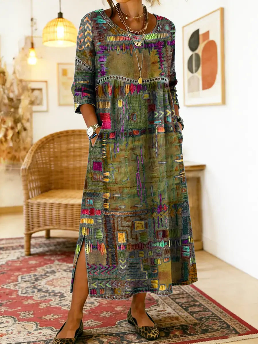 Beatrix | Patchwork Print Midi Dress