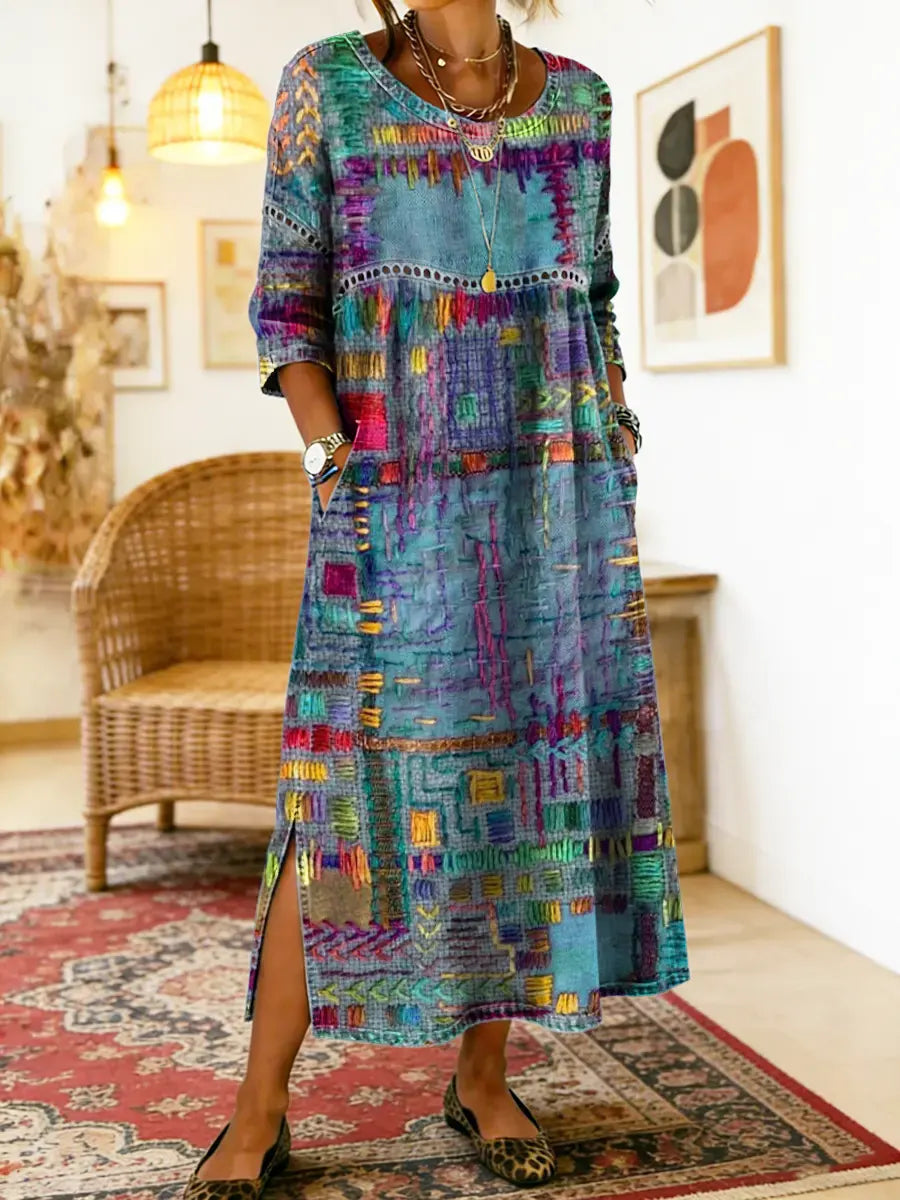 Beatrix | Patchwork Print Midi Dress
