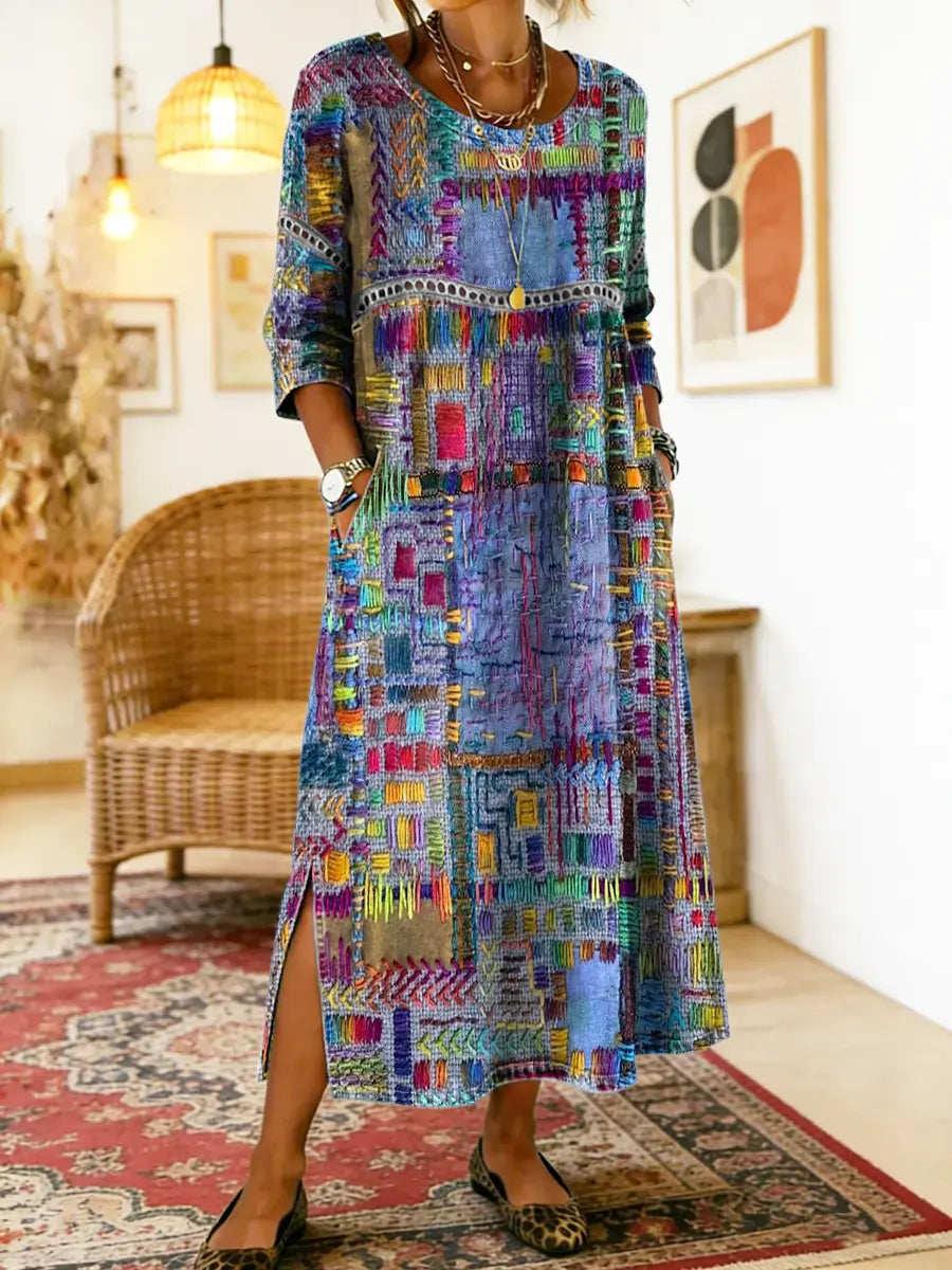 Beatrix | Patchwork Print Midi Dress
